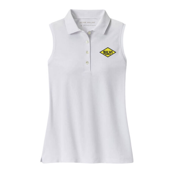   - Women's Banded Sport Mesh Sleeveles Button Polo  Thumbnail